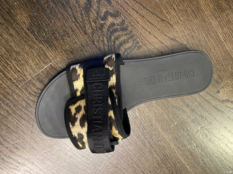 Christian Dior Leopard and Rubber Velcro Top Slide