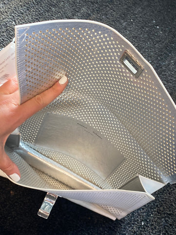 Proenza Schouler White Perforated Envelope Clutch with Silver Hardware