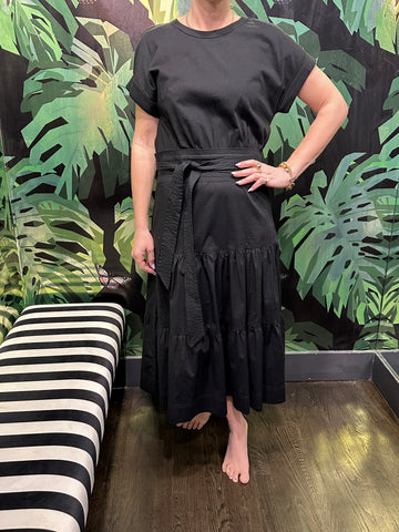 Veronica Beard Black Cotton T Shirt with Maxi Dress
