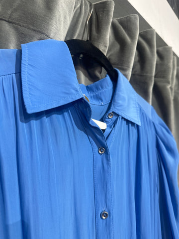 Ramy Brook Short Sleeve Nicole Shirt Medium Blue Mini Dress