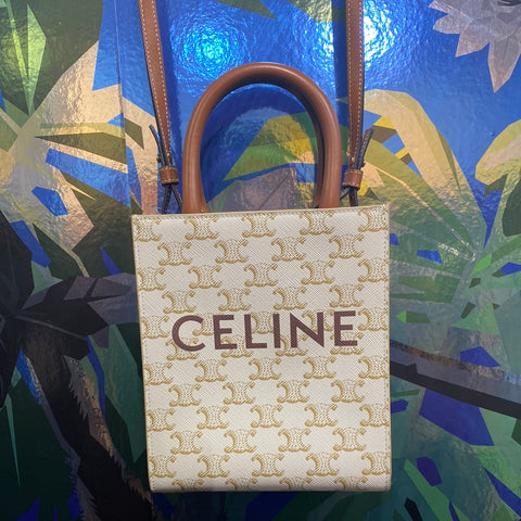 Celine Small Cabas Vertical Canvas & Calfskin