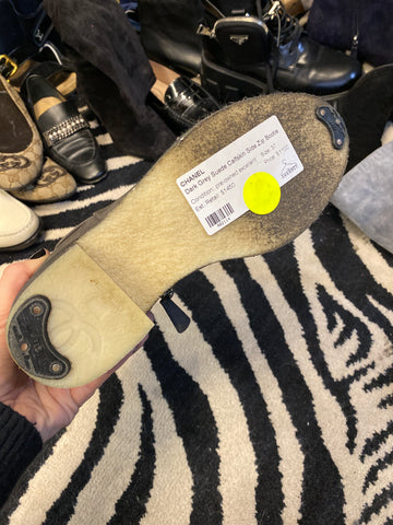 Chanel Dark Grey Suede Calfskin Side Zip Bootie