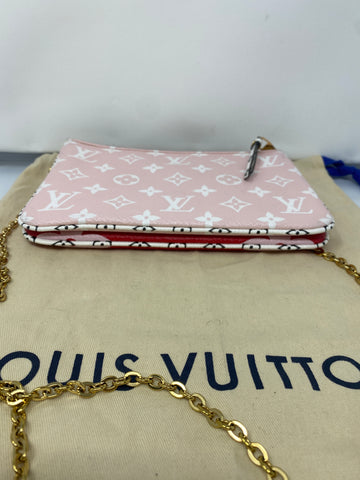 Louis Vuitton Pink and Red Printed Double Pouch Crossbody