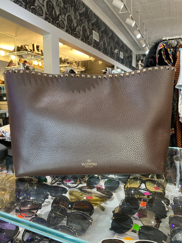 Valentino Chocolate Brown Leather Tote