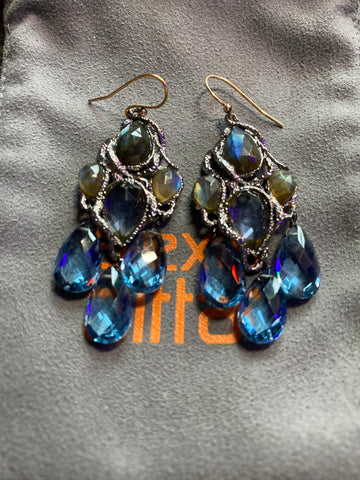 Alexis Bittar Multicolor Blues Gemstone Hanging Earring