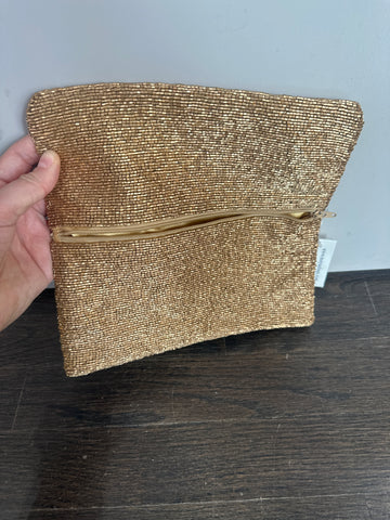 MOYNA Gold Beaded Folded Flap Clutch