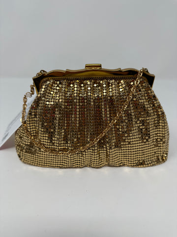 Vintage: Whiting and Davis Gold Chain Mail Clutch with Accessories