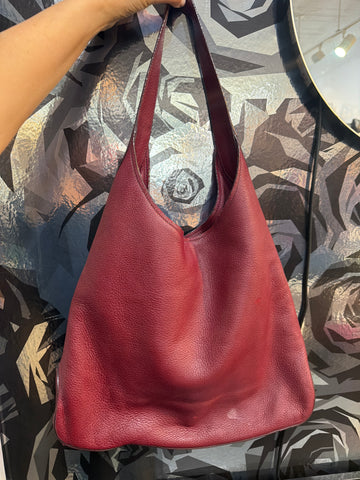Vintage: PRADA VITELLO DAINO Cranberry Soft Leather Hobo Bag