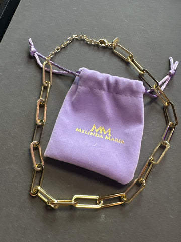 Melinda Maria Gold Paperclip Chain Link Necklace