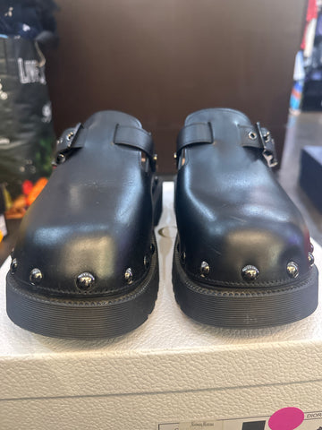 Christian Dior Black Leather and Wooden Clogs