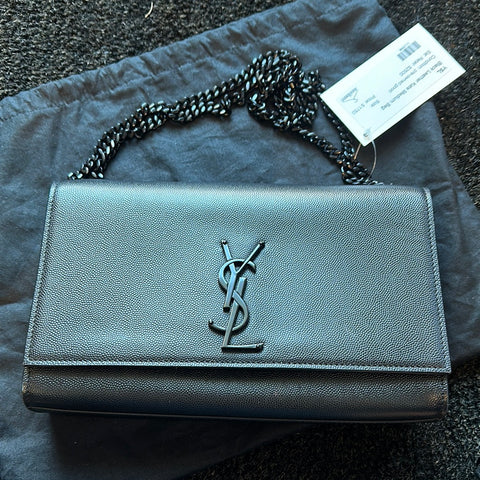 YSL Black Leather Kate Medium Bag