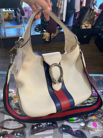Gucci White Leather Sylvie Web Dionysis
