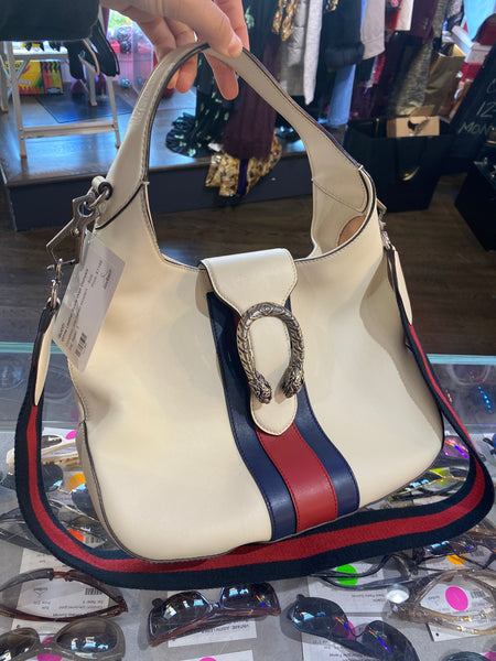 Gucci White Leather Sylvie Web Dionysis