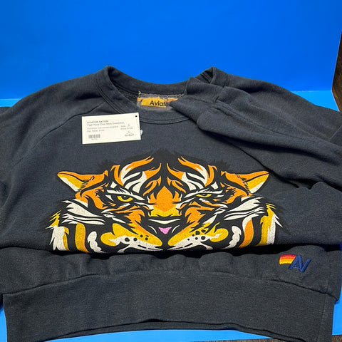 Aviator Nation Tiger Face Crew Neck Sweatshirt
