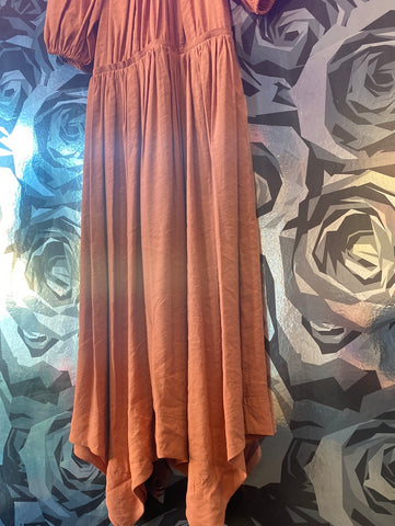 Ulla Johnson Short Puff Sleeve Salmon Maxi Dress