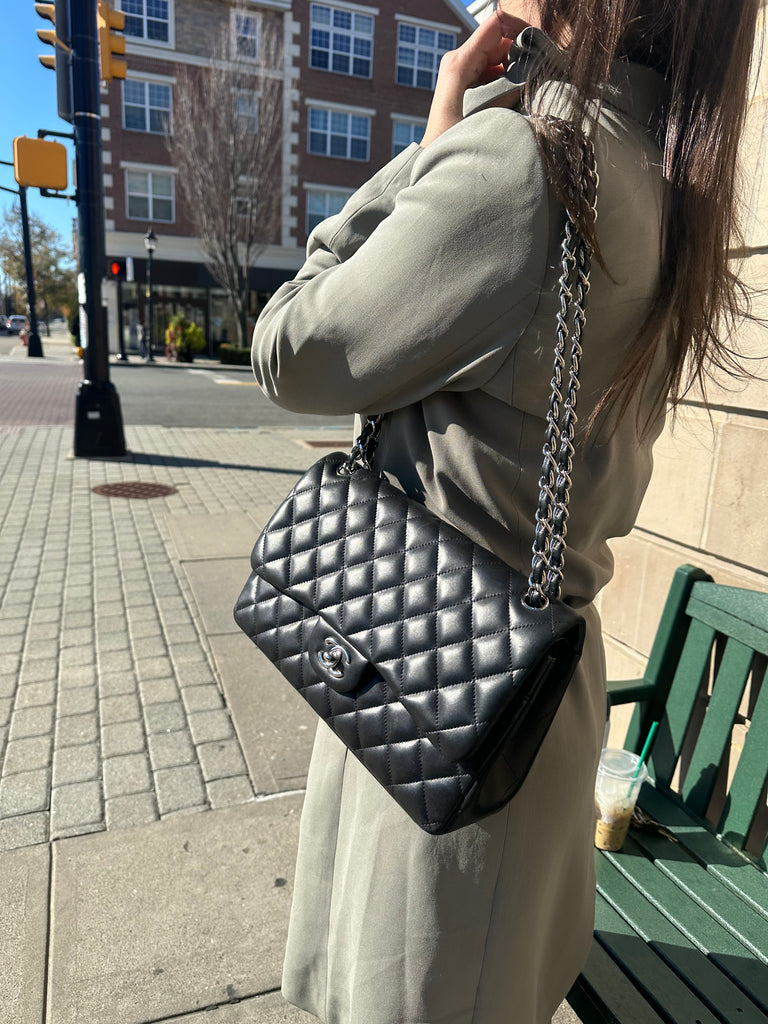 Chanel Classic JUMBO Black Lambskin Double Flap Bag