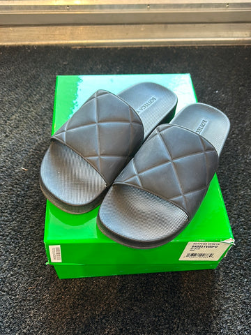 Bottega Veneta Black Matte Rubber Slider Sandals