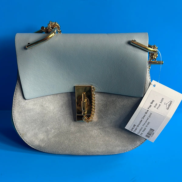 Chloe Chain Shoulder Drew Blue Flap Bag