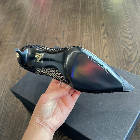 Dolce & Gabbana Black Mesh and Leather Pointed Toe Heel