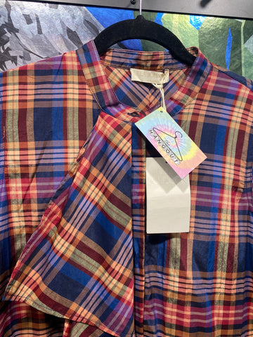 Ulla Johnson Plaid Ruffle Button Down Cotton Dress 'ADALYN'