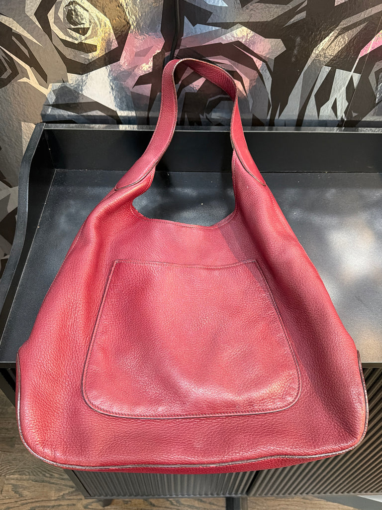 Vintage: PRADA VITELLO DAINO Cranberry Soft Leather Hobo Bag