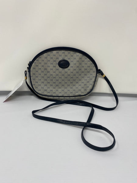 Vintage: Gucci Navy Leather Trim Round Crossbody