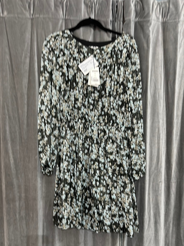 Jason Wu Green and Light Blue and Silver  Floral Sheer LONG Sleeve Dress