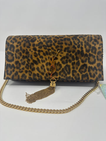 YSL Leopard KATE 99 Flap Bag with Gold YSL TASSEL Closure