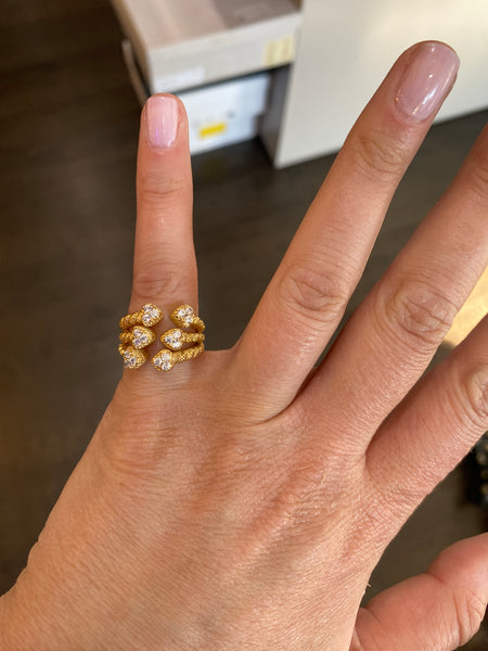 Judith Ripka Gold and Triple Heart CHarm Pinky Ring