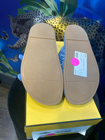 FENDI Denim F Logo Two Strap Sandal
