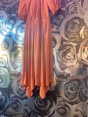Ulla Johnson Short Puff Sleeve Salmon Maxi Dress