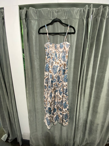 Zimmermann Spaghetti Strap Blue Floral Print Maxi