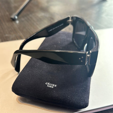 CELINE Black Rectangle Plastic Sunnies