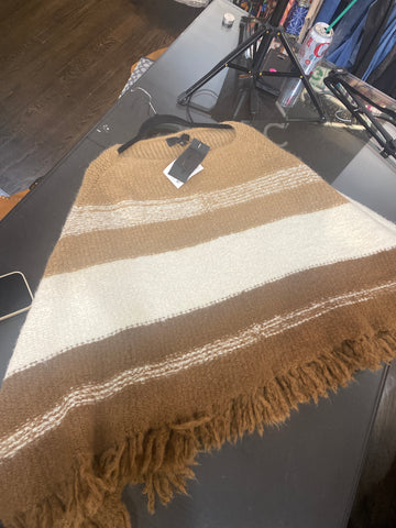 NILI LOTAN Camel Stripe Ellery Poncho