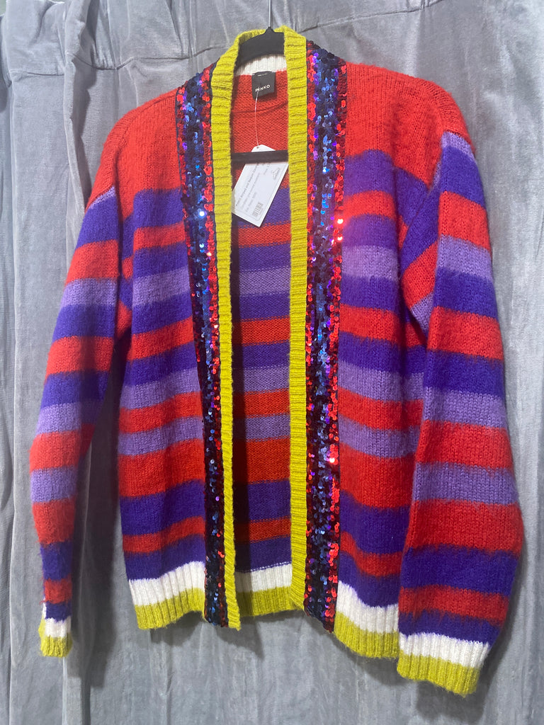 PINKO Striped and Sequin Cardigan