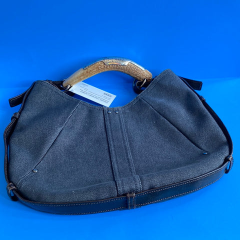 VINTAGE: Yves Saint Laurent Mombasa Deer Horn Denim Hobo Bag