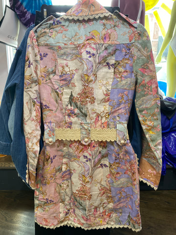 Zimmermann FLoral Linen Collared Button Down Dress