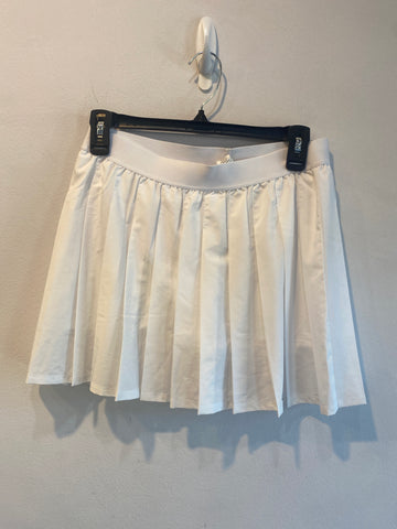 alo Yoga White Pleated Short Mini Skirt