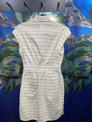 Max Mara Striped Cap Sleeve Button Down Short Dress