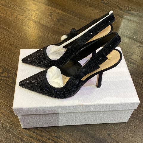 Christian Dior J'Adior Black Slingback Strass Covered 10,00 cm