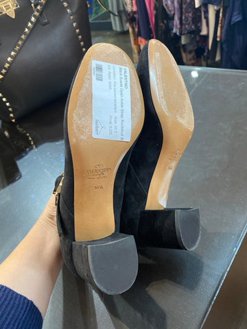 Valentino Black Suede Open Ankle Strap Rockstud Bootie