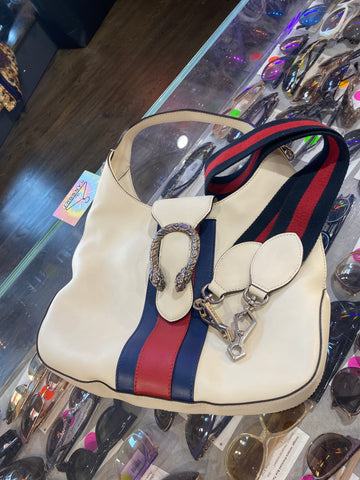 Gucci White Leather Sylvie Web Dionysis