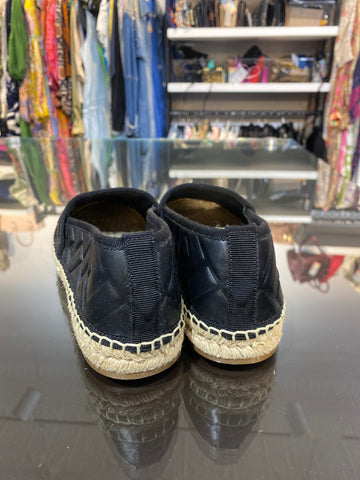 Fendi Black Lambskin Monogram Espadrille