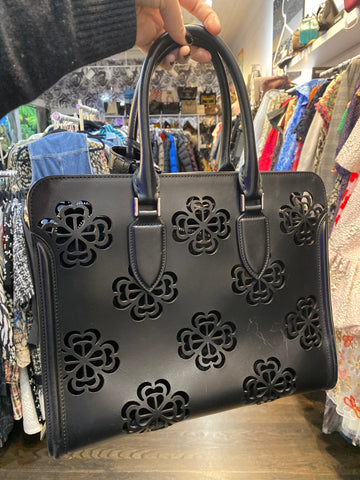 Alexander McQueen Black Laser Cut Heroine Tote Bag