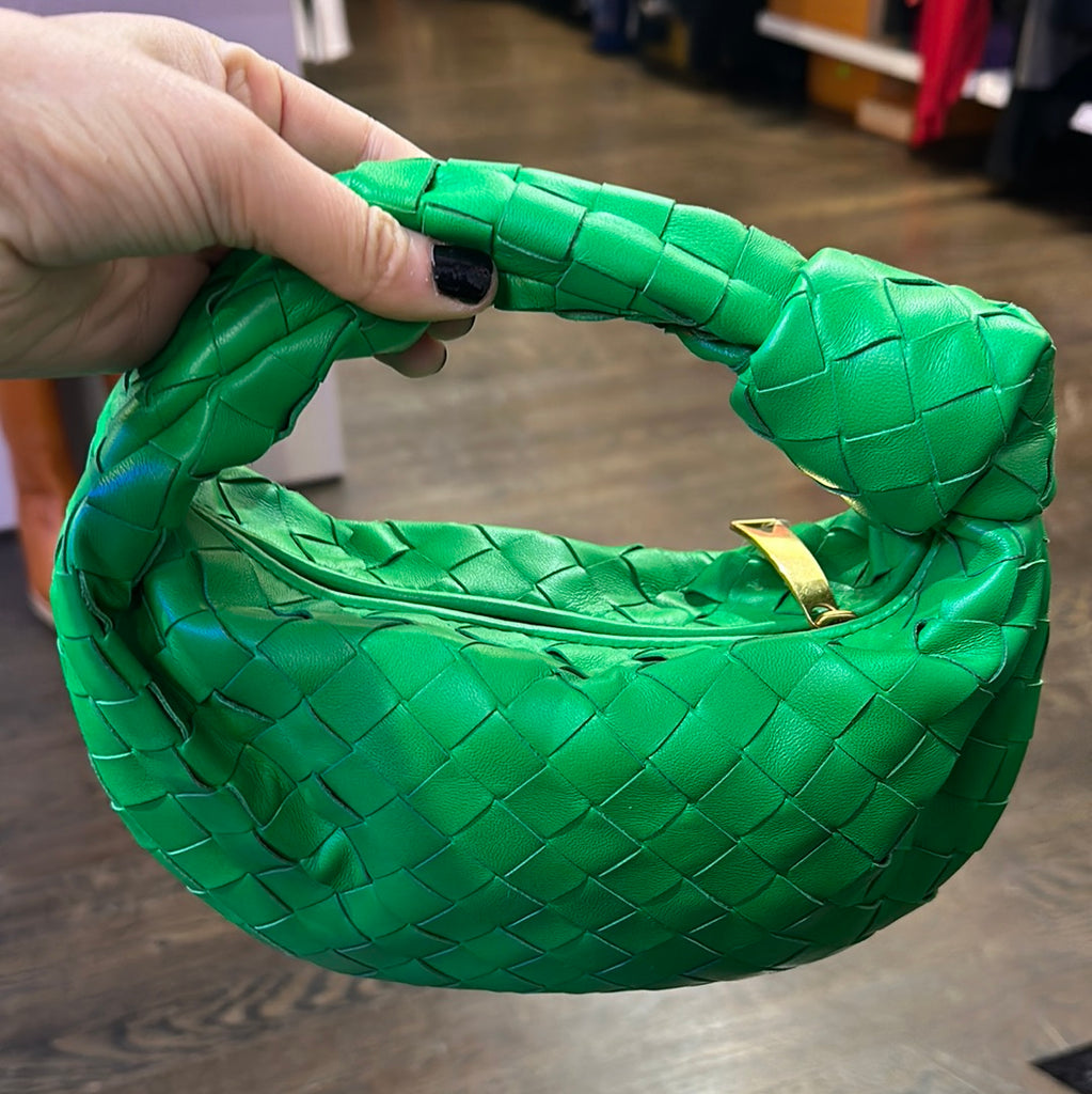 Bottega Veneta ‘Parakeet’ Green Leather Mini Jodie Bag with Gold Hardware