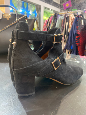 Valentino Black Suede Open Ankle Strap Rockstud Bootie