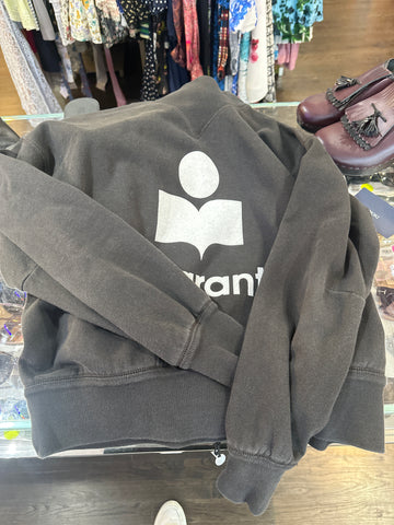 ISABEL ETOILE MARANT Dark Charcoal Grey Mock Neck Logo Sweatshirt
