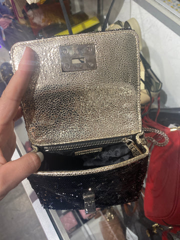 Jimmy Choo Black and Silver Mini Flap Crossbody Bag