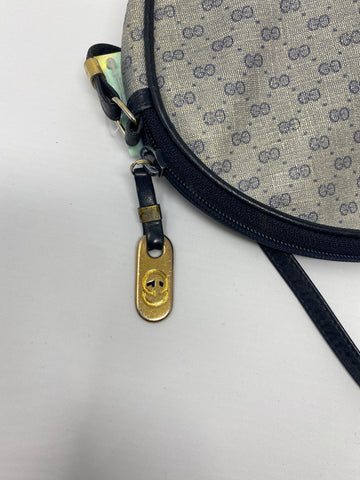 Vintage: Gucci Navy Leather Trim Round Crossbody