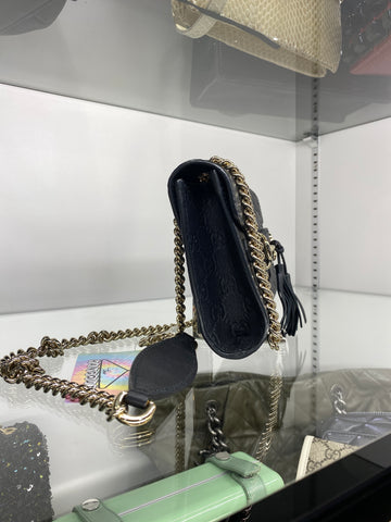 GUCCI Black Leather Microguccissima MIni EMily GG Supreme